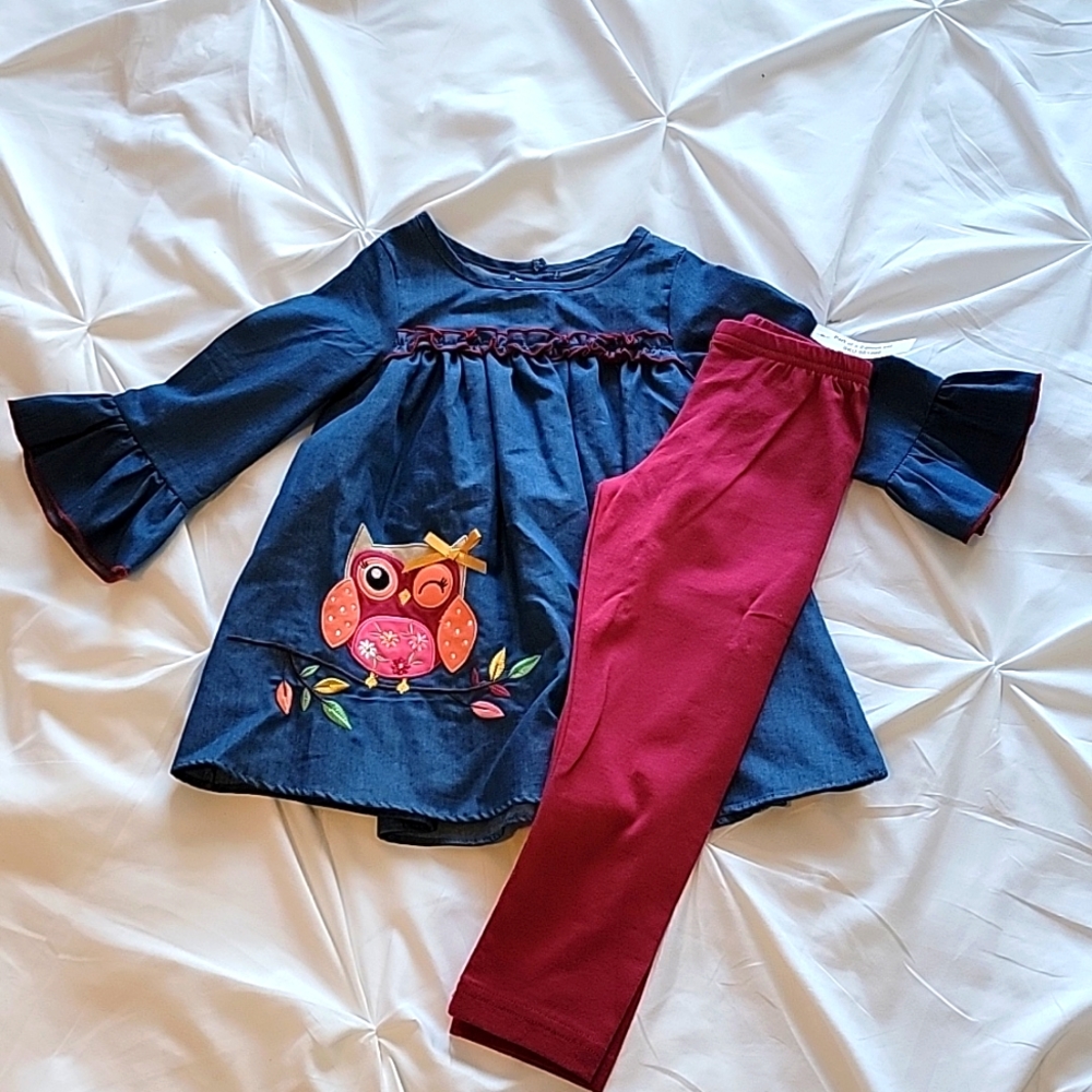 Toddler denim owl set